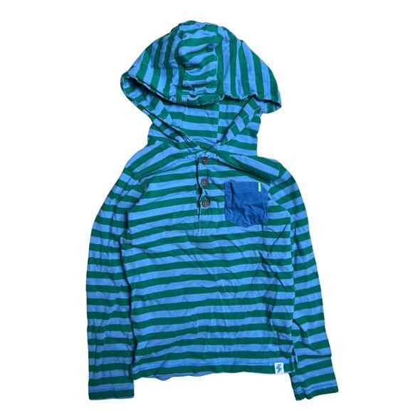 Leigh Tucker Willow Other - Leigh Tucker Willow Boys Striped Green and Blue Hooded Sweatshirt Size 4-5